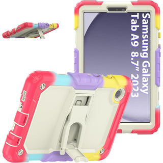 Husa Sigloo pentru Samsung Galaxy Tab A 8.0" 2019 (SM-T290/T295), Carcasa 3 Straturi, Suport kickstand, Protectie Antisoc, Rosu curcubeu