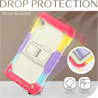 Husa Sigloo pentru Samsung Galaxy Tab A 8.0" 2019 (SM-T290/T295), Carcasa 3 Straturi, Suport kickstand, Protectie Antisoc, Rosu curcubeu