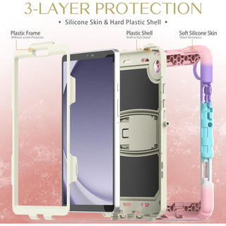 Husa Shockproof Armor pentru Samsung Galaxy Tab A7 Lite(SM-T220/T225), 8.7", Sigloo, stand Built-in, Protectie 360, Roz camouflage