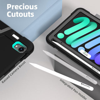 Husa premium Sigloo pentru Apple iPad Mini 7/6 (2024/2021), 8.3", Protectie Completa, Suport Creion, Stand Built -in, Negru