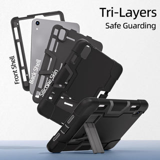 Husa premium Sigloo pentru Apple iPad Mini 7/6 (2024/2021), 8.3", Protectie Completa, Suport Creion, Stand Built -in, Negru