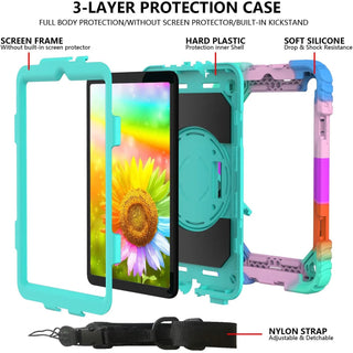 Husa Sigloo pentru Samsung pentru tablet Samsung Galaxy Tab A 8.4" 2020 (SM-T307/T307U), curea de umar, stand rotativ, curea de mana, Multicolor