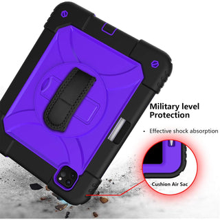 Husa rezistenta pentru iPad Pro 11" (2024, Gen. 5) – Protectie militara antisoc, Stand 360°, Curea de mana si umar, Mov