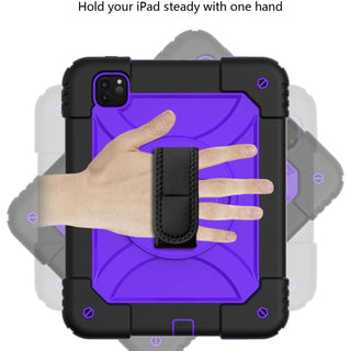 Husa rezistenta pentru iPad Pro 11" (2024, Gen. 5) – Protectie militara antisoc, Stand 360°, Curea de mana si umar, Mov