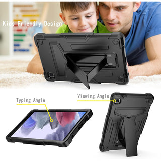 Husa Sigloo pentru Samsung Galaxy Tab A7 (SM-T500/SM-T505/SM-T507), 10.4", Carcasa Hibrida Duala de Protectie cu Suport de Sustinere, Negru