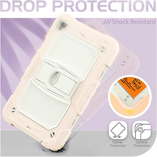 Husa Sigloo pentru iPad 9.7" (iPad 5/6, Air 2, Pro 9.7) – 3 Straturi Protectie, Suport Integrat, Ecran Protejat, Antisoc –Roz cu crem