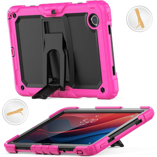 Husa Shockproof Armor pentru Samsung Galaxy Tab A8 (X200/X205), 10.5", Sigloo, stand Built-in, Protectie 360, Roz cu Negru