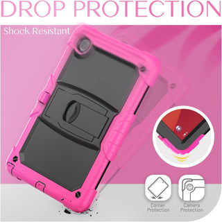 Husa Shockproof Armor pentru Samsung Galaxy Tab A8 (X200/X205), 10.5", Sigloo, stand Built-in, Protectie 360, Roz cu Negru