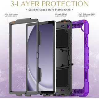 Husa Shockproof Armor Sigloo, pentru Samsung Galaxy Tab A7 (SM-T500/T505/T507), 10.4", cu stand, Mov cu Negru