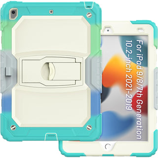 Husa Sigloo, pentru tableta Apple Ipad gen 9/8/7, 10.2 inch, Hybrid 3in1, 360 °protectie, suport smartpen, Stand, Curea Umar, Corner Shockproof, Alb