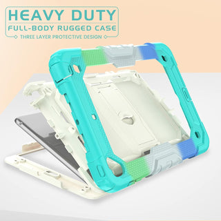 Husa Sigloo, pentru tableta Apple Ipad gen 9/8/7, 10.2 inch, Hybrid 3in1, 360 °protectie, suport smartpen, Stand, Curea Umar, Corner Shockproof, Alb