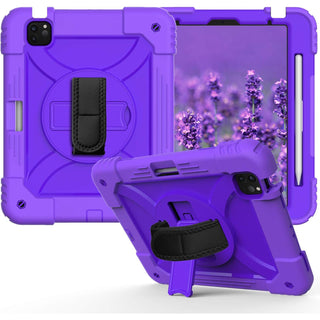 Husa Sigloo pentru iPad Air 10.9" (Gen. 5/4) si iPad Pro 11" (Gen. 1–4), Carcasa rezistenta 3-in-1, Stand, Mov liliachiu