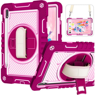 Husa Sigloo pentru Galaxy Tab S8(X700/X706) / S7 (T870/T875/T876B), 11", CarcasaAntisoc cu Suport Rotativ, Design Roz Intens + Roz Deschis