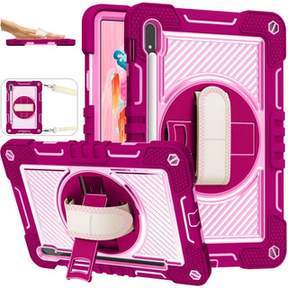 Husa Sigloo pentru Galaxy Tab S8(X700/X706) / S7 (T870/T875/T876B), 11", CarcasaAntisoc cu Suport Rotativ, Design Roz Intens + Roz Deschis