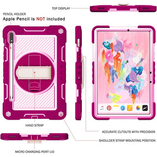 Husa Sigloo pentru Galaxy Tab S8(X700/X706) / S7 (T870/T875/T876B), 11", CarcasaAntisoc cu Suport Rotativ, Design Roz Intens + Roz Deschis