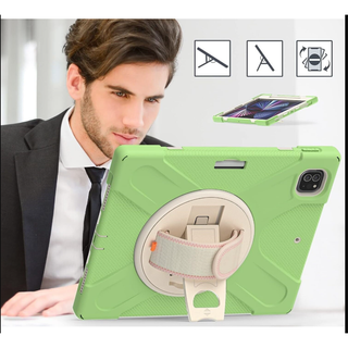 Husa de Protectie iPad Air 11/ Air5, Antisoc, Suport 360°, Suport SmartPEN, Carcasa Robusta, Stand Rotativ, Copii & Adulti, Verde fistic