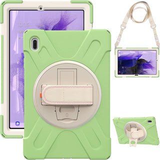 Husa Sigloo pentru Samsung Galaxy Tab A7 Lite(SM-T220/T225), 8.7", curea de umar, suport 360, verde deschis cu crem
