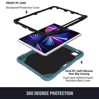 Husa premium Sigloo pentru Apple iPad Air 11, Air 5, Air 4, (11/10.9 Inch) – Protectie Completa, Suport Creion, Stand Fluture, Curea, Verde Inchis