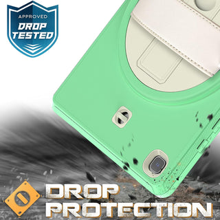 Pachet 360° Sigloo: Husa Shockproof Armor + Folie integrata pentru Samsung Galaxy Tab A7 10.4" cu stand rotativ, curea umar, Verde deschis
