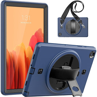 Pachet 360 pentru Samsung Galaxy Tab A7 Lite(SM-T220/T225), 8.7", Sigloo, husa cu folie de protectie si curea de umar, suport 360, bleumarin