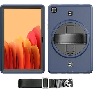 Pachet 360 pentru Samsung Galaxy Tab A7 Lite(SM-T220/T225), 8.7", Sigloo, husa cu folie de protectie si curea de umar, suport 360, bleumarin