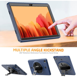 Pachet 360 pentru Samsung Galaxy Tab A7 Lite(SM-T220/T225), 8.7", Sigloo, husa cu folie de protectie si curea de umar, suport 360, bleumarin