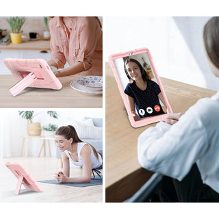 Husa Sigloo pentru Samsung Galaxy Tab A 8.0" 2019 (SM-T290/T295), Carcasa 3 Straturi, Suport kickstand, Protectie Antisoc, Roz