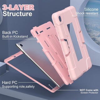 Husa Sigloo pentru Samsung Galaxy Tab A 8.0" 2019 (SM-T290/T295), Carcasa 3 Straturi, Suport kickstand, Protectie Antisoc, Roz