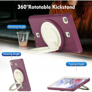 Pachet complet Sigloo 360°: Husa Shockproof + Folie iPad Air 4/5 10.9", iPad Pro 11 (2018-2021), cu stand rotativ, Mov/Alb