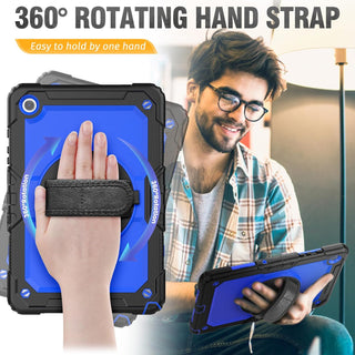 Pachet complet 360° Sigloo pentru Samsung Galaxy Tab A 8.0" 2019 (SM-T290/T295) – Husa Shockproof, Curea de Umar, Maner Rotativ, Folie Inclusa, Negru