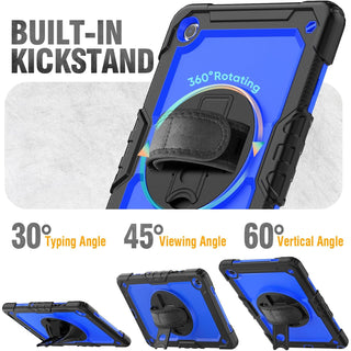 Pachet complet 360° Sigloo pentru Samsung Galaxy Tab A 8.0" 2019 (SM-T290/T295) – Husa Shockproof, Curea de Umar, Maner Rotativ, Folie Inclusa, Negru