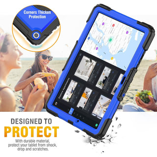 Pachet complet 360° Sigloo pentru Samsung Galaxy Tab A 8.0" 2019 (SM-T290/T295) – Husa Shockproof, Curea de Umar, Maner Rotativ, Folie Inclusa, Negru