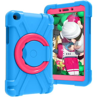 Husa Sigloo pentru Samsung Galaxy Tab A 8.0" 2019 (SM-T290/SM-T295) – Carcasa Antisoc, Suport 360°, Protectie Completa, Albastru cu Roz