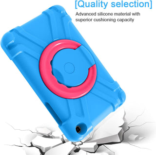 Husa Sigloo pentru Samsung Galaxy Tab A 8.0" 2019 (SM-T290/SM-T295) – Carcasa Antisoc, Suport 360°, Protectie Completa, Albastru cu Roz