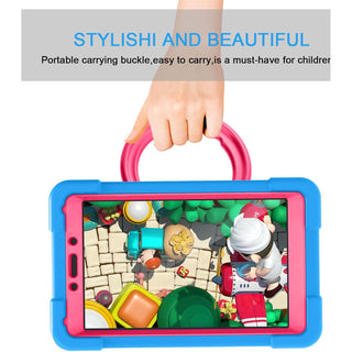 Husa Sigloo pentru Samsung Galaxy Tab A 8.0" 2019 (SM-T290/SM-T295) – Carcasa Antisoc, Suport 360°, Protectie Completa, Albastru cu Roz