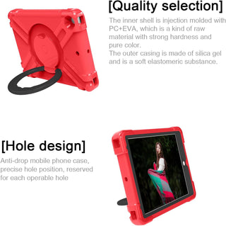 Husa Sigloo pentru iPad 9.7", Compatibila iPad 6 (2018), iPad 5 (2017), iPad Air & Air 2, cu Suport Rotativ, TPU Moale, Protectie Antisoc, Rosu