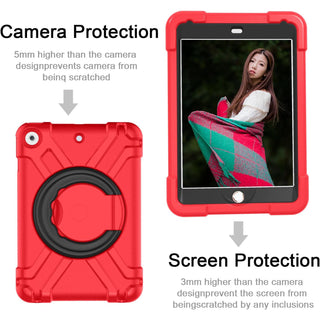 Husa Sigloo pentru iPad 9.7", Compatibila iPad 6 (2018), iPad 5 (2017), iPad Air & Air 2, cu Suport Rotativ, TPU Moale, Protectie Antisoc, Rosu