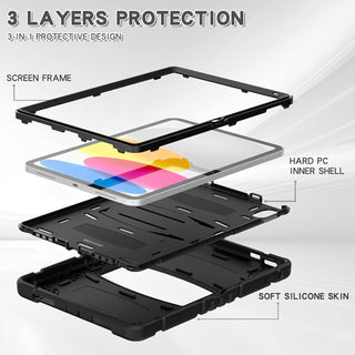 Husa Shockproof Armor pentru Samsung Galaxy Tab A8 (X200/X205), 10.5", Sigloo, stand Built-in, Protectie 360, Negru antracit