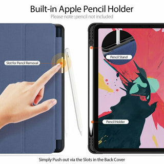 Husa premium Sigloo pentru iPad Air13 (2024/2025), iPad Pro 12.9'' (2020/2021/2022), Cu Suport Apple Pencil, Protectie Slim Smart Cover - Albastru