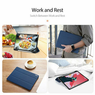 Husa premium Sigloo pentru iPad Air13 (2024/2025), iPad Pro 12.9'' (2020/2021/2022), Cu Suport Apple Pencil, Protectie Slim Smart Cover - Albastru