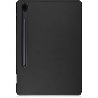 Husa Sigloo premium pentru Samsung Galaxy Tab S8 Plus, S7 FE, S7 Plus, interior de piele sintetica, spatele din policarbonat, Negru mat