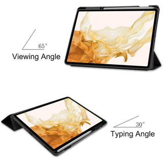 Husa Sigloo premium pentru Samsung Galaxy Tab S8 Plus, S7 FE, S7 Plus, interior de piele sintetica, spatele din policarbonat, Negru mat