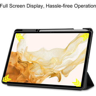 Husa Sigloo premium pentru Samsung Galaxy Tab S8 Plus, S7 FE, S7 Plus, interior de piele sintetica, spatele din policarbonat, Negru mat