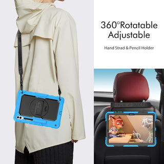 Pachet 360 pentru pentru Samsung Galaxy Tab S8 Plus, S7 FE, S7 Plus, Husa Sigloo, Curea de Umar si Folie de Protectie– Albastru deschis