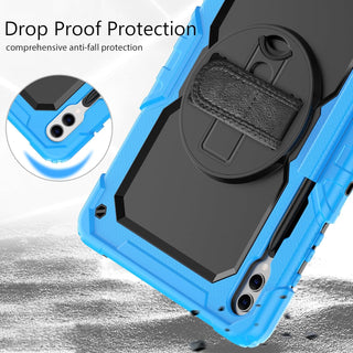 Pachet 360 pentru pentru Samsung Galaxy Tab S8 Plus, S7 FE, S7 Plus, Husa Sigloo, Curea de Umar si Folie de Protectie– Albastru deschis