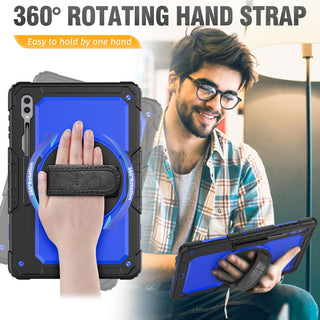 Pachet 360 pentru pentru Samsung Galaxy Tab S8 Plus, S7 FE, S7 Plus, Husa Sigloo Military, Curea de Umar si Folie de Protectie– Negru