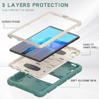 Husa Shockproof Armor pentru Samsung Galaxy Tab A7 Lite(SM-T220/T225), 8.7", Sigloo, stand Built-in, Protectie 360, Verde smarald