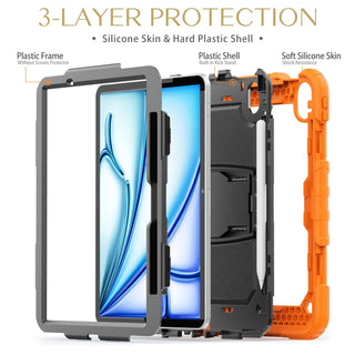 Husa premium Sigloo pentru Apple iPad Air 11, Air 5, Air 4, (11/10.9 Inch) – Protectie Completa, Suport Creion, Stand 360°, Curea Umar, Anti-Soc, Porotcaliu