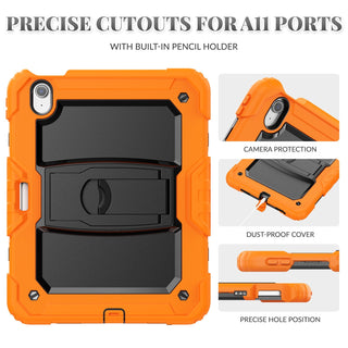 Husa premium Sigloo pentru Apple iPad Air 11, Air 5, Air 4, (11/10.9 Inch) – Protectie Completa, Suport Creion, Stand 360°, Curea Umar, Anti-Soc, Porotcaliu