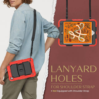 Husa Sigloo pentru iPad 9.7" (iPad 5/6, Air 2, Pro 9.7) – 3 Straturi Protectie, Suport Integrat, Ecran Protejat, Antisoc –Rosu cu negru